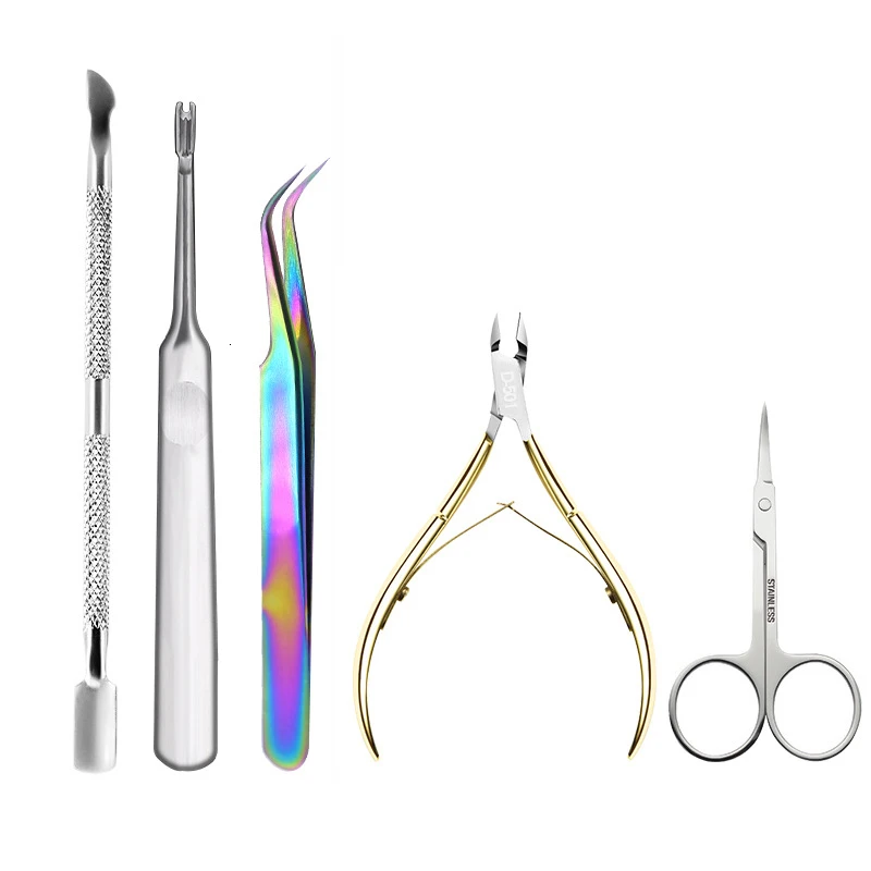 Маникюрный набор Комплект гель-лаков для ногтей кусачки для кутикулы толкатель пилочка для ногтей профессиональные ножницы из нержавеющей стали инструменты для удаления ногтей