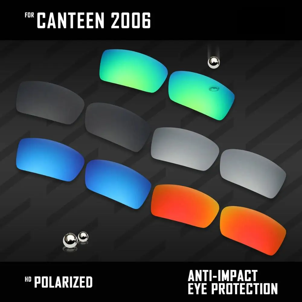 

OOWLIT 5 Pairs Polarized Sunglasses Replacement Lenses for Oakley Canteen 2006-Black & Silver & Ice Blue & Red & Emerald Green