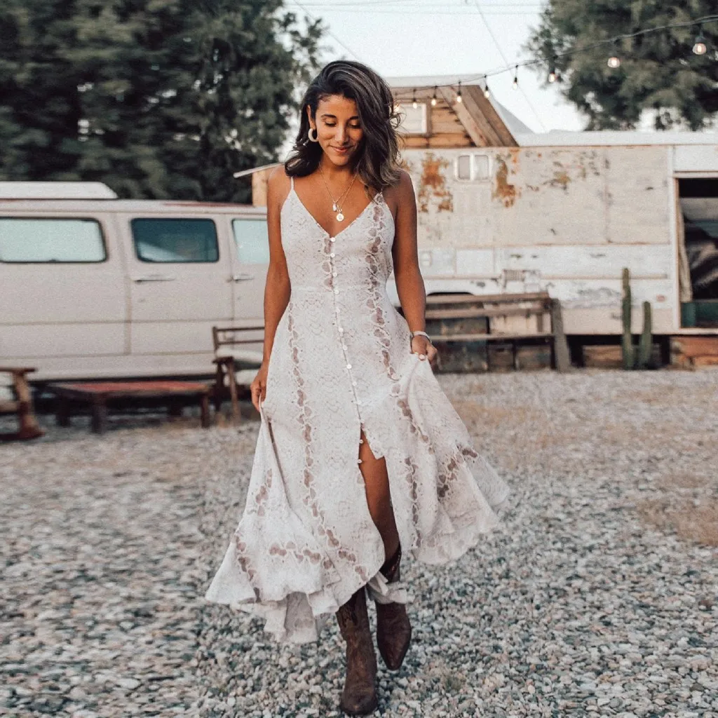 KANCOOLD DRESS платье Boho Sexy Sling Snake Print V Neck Button Sleeveless Beach Long Dress fashion new momen 2020JAN6 | Женская