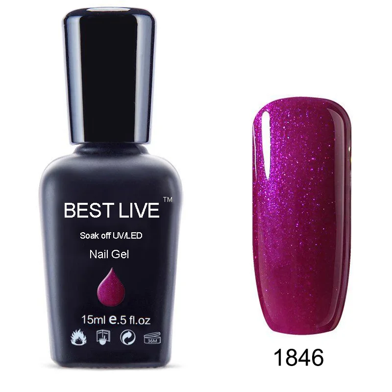 1846 BEST LIVE 15 мл УФ-гель для ногтей замачиваемый Светодиодный УФ-лак для ногтей УФ-гель для ногтей чистый цвет покрытие УФ-гель для ногтей Телесный и розовый#1546-40506 - Цвет: 1846