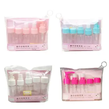 

7Pcs Portable Refillable Empty Bottles Set Makeup Pump Spray Container Plastic Screw Cap Dispenser Clear Organizer With Notes