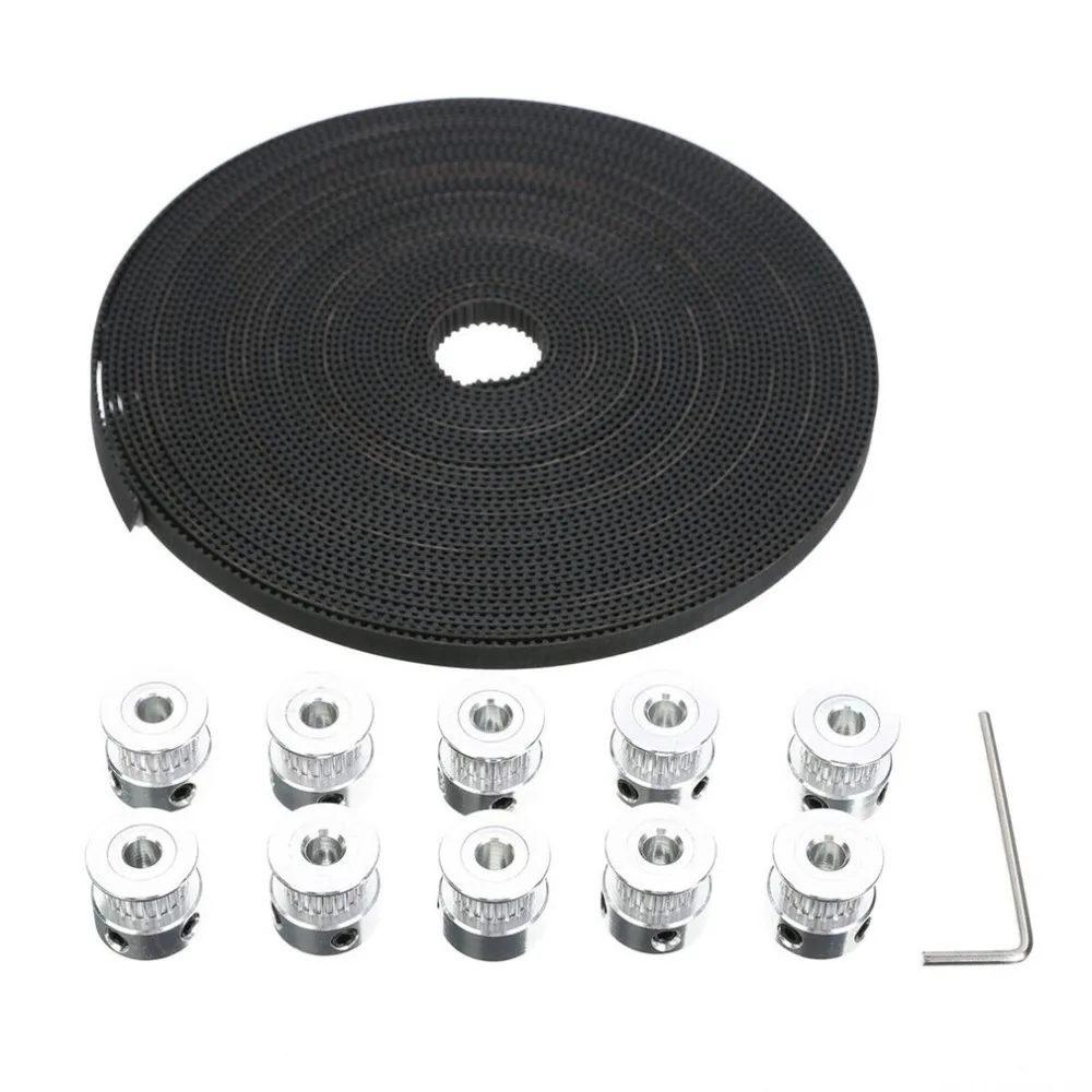 10M GT2 Timing Belt Timing Belt+10 Gear Pulley for RepRap 3D Printer CNC Belts 7mm Pulley Accessories