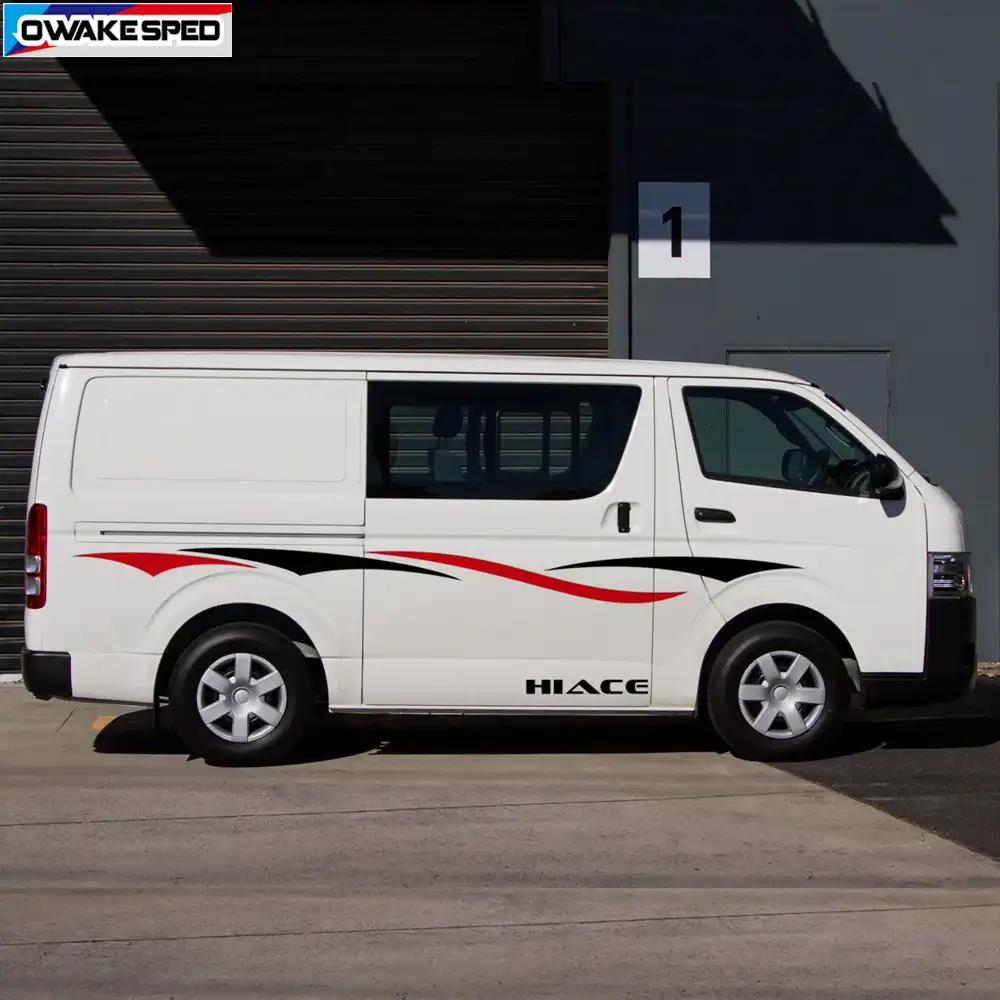 Calcomanías de falda lateral de puerta de coche para Toyota Hiace Bus
