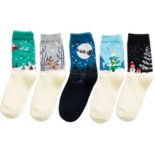 Женские носки повседневные зимние теплые рождественские носки хлопчатобумажные женские носки Рождественский подарок
