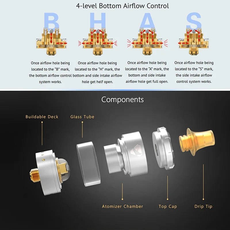 Advken Manta V2 MTL 22MM RTA 2ml capacity Rebuildable Tank PEI Drip Tip Vaporizer vape Atomizer Fit