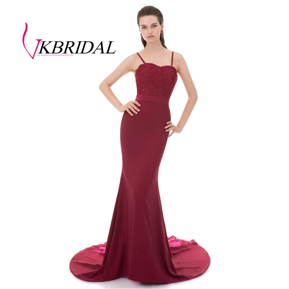 Женское вечернее платье-Русалка VKBRIDAL бордовое Длинное Элегантное платье на