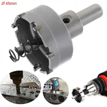

45MM Universal Hole Saws Carbide Cutter Head HSS Drill Set Hole for Steel / Aluminum Alloy / Metal Plate / Iron Plate