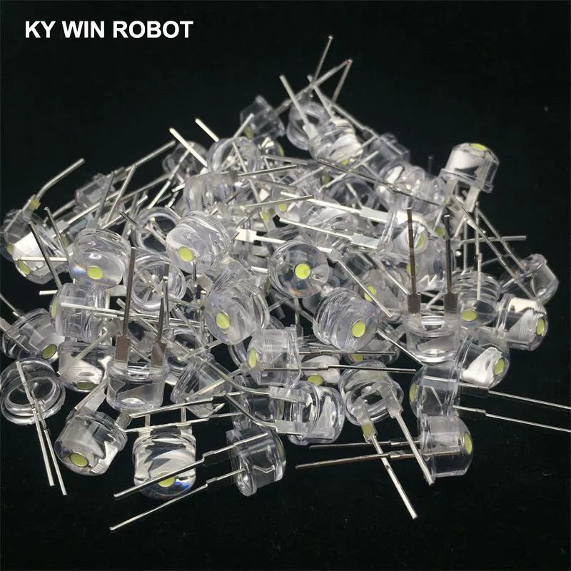 50pcs 8mm Straw Hat LED Diode Ultra Bright White 0.25W 0.5W 0.75W F8 Power 0.5W Light Emitting Diode Red Yellow Green Blue Pink