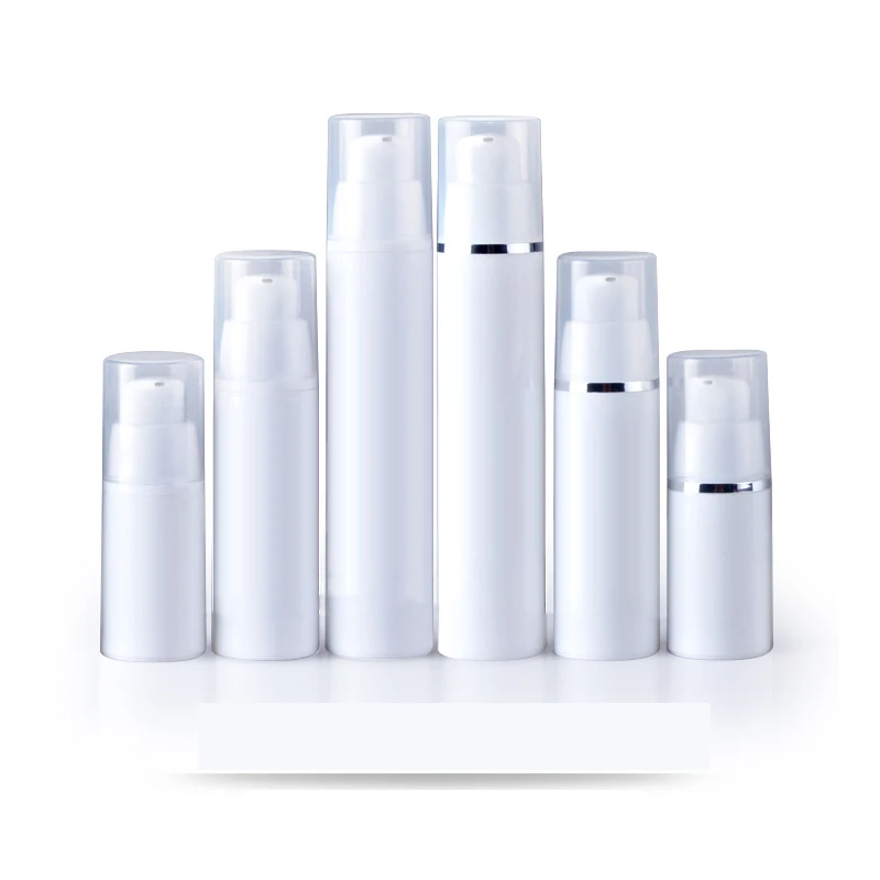 White Airless Pump Bottle Set - 20pcs Cosmetic Containers for Travel Toiletries (15ml, 30ml, 50ml)