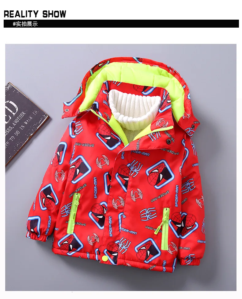 Пальто с героями мультфильмов для мальчиков г. Детская ветровка со съемным капюшоном Теплая Флисовая одежда для маленьких мальчиков уличная спортивная куртка