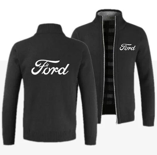 Лидер продаж, Логотип Ford, Осень-зима, новинка, мужская куртка, приталенная, стоячий воротник, куртка на молнии, мужская, однотонная, хлопковая, толстая, теплая куртка для мужчин
