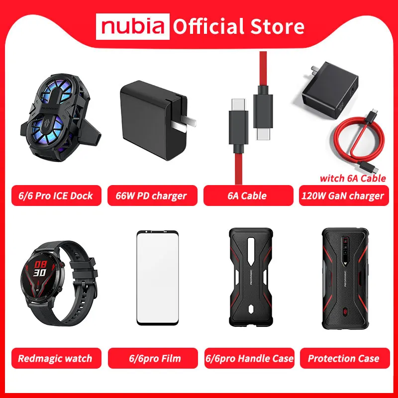 Аксессуары для Nubia RedMagic 6 защитный чехол стеклянной пленки PD ручки Red Magic Pro Accessori |