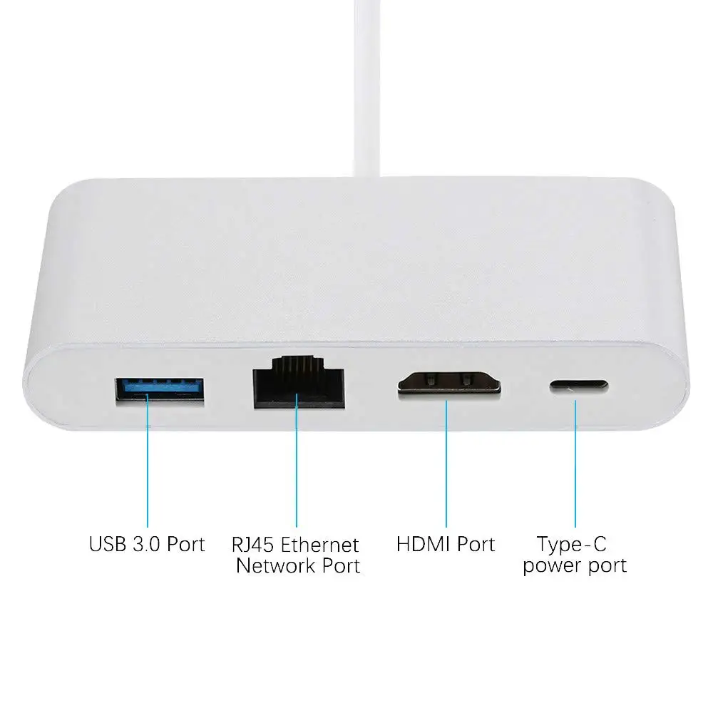 LYBALL Тип C к HDMI RJ45 Ethernet адаптер конвертер с USB 3,0 и USB C зарядный порт для Macbook samsung S9 huawei Mate10