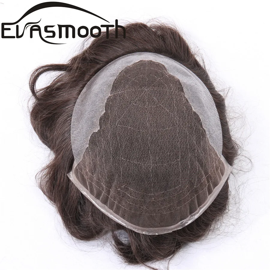 Swiss Lace Thin Skin Base Men Toupee Hair Replacement System Unit Natural Human Hair Prosthesis Man Wig