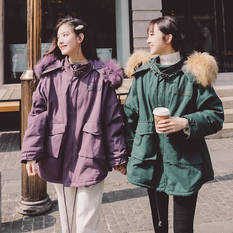 

Rabbit Fur Inner Wearing Workwear Cotton Coat Women's Short 2019 Winter New Style Korean-style Students Loose Thick Cotton-padde
