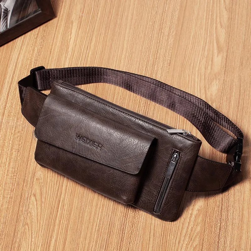 Одноцветная водонепроницаемая сумка с ремнем для денег, высокое качество, мужской кошелек, Подростковый кошелек для путешествий, ремень, Мужские поясные сумки, спортивная сумка - Цвет: Dark Brown
