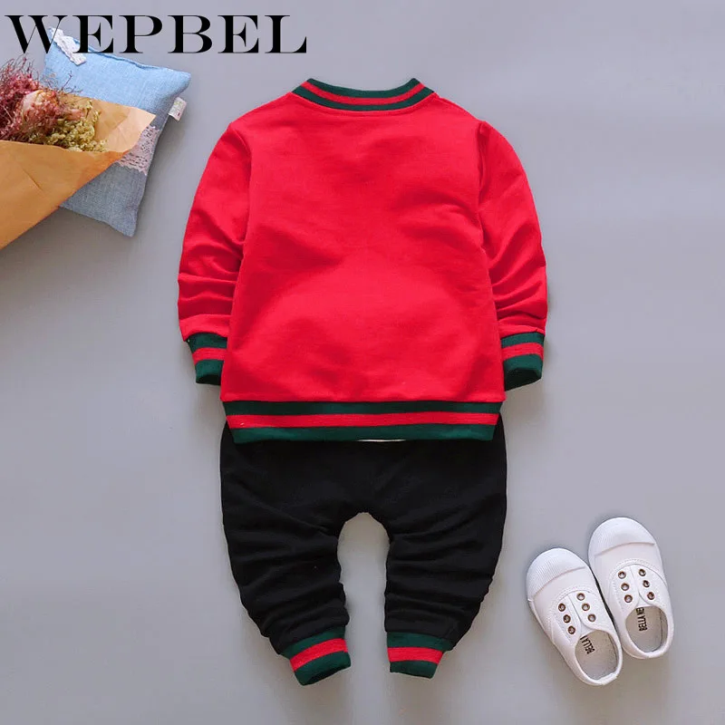 WEPBEL Демисезонный для малыша; на каждый день, спортивный костюм, детская футболка для мальчиков и девочек куртка на молнии и брюки 3 шт./компл. детский спортивный костюм для малышей, Костюмы