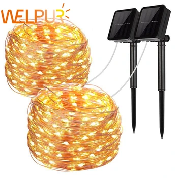 

LED Outdoor Solar Lamp String Lights 100/200 LEDs Fairy Holiday Christmas Party Garland Solar Garden Waterproof 10m