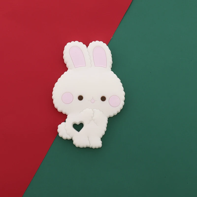 QHBC 10PC Baby Silicone Rabbit Teether Rodent BPA Free Infant Teething Pacifier Appease Chain Accessories DIY Nursing Shower Toy