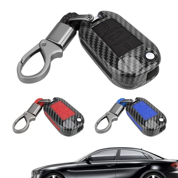 

For Peugeot 3008 308 RCZ 508 1Set ABS Carbon Fiber Car Key Case Cover With keychain for Citroen C4 CACTUS C5 C3 C6 C8 Picasso