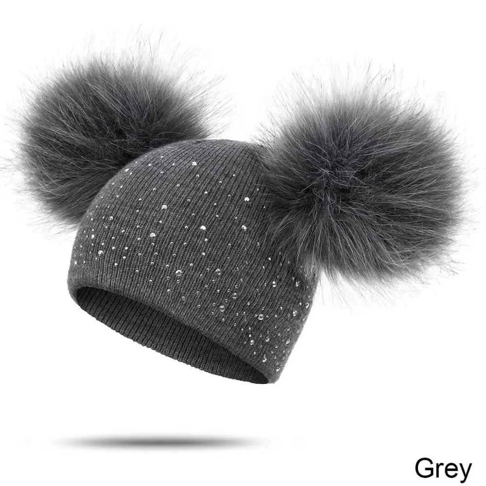 Модная зимняя шапка; детская однотонная яркая бархатная шапка с помпоном для мальчиков и девочек; зимняя теплая Милая шапка с помпоном; можно снять - Цвет: grey