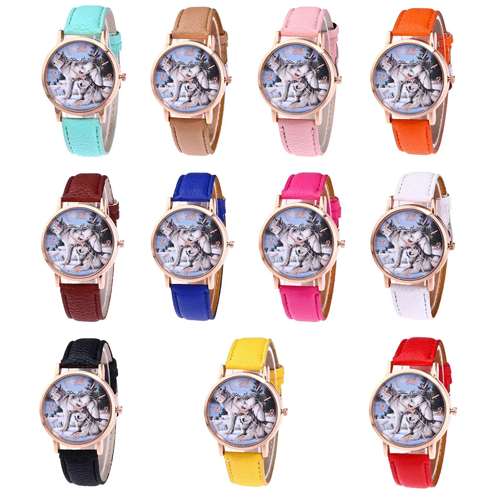 Мужские часы кварцевые Круглый циферблат Кожаный ремешок простой стиль бизнес