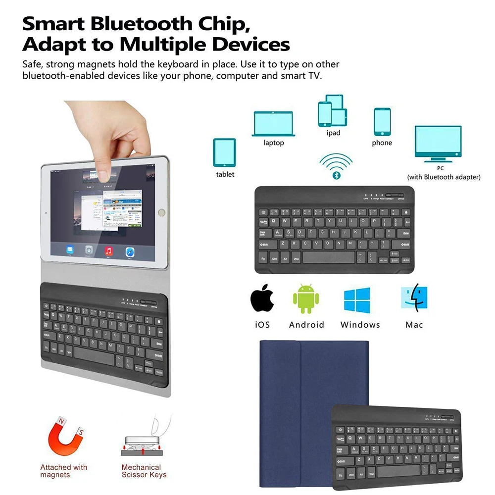 Case For New iPad Pro 11 With Wireless Bluetooth Keyboard Smart PU Leather 360 Full Protective Cove