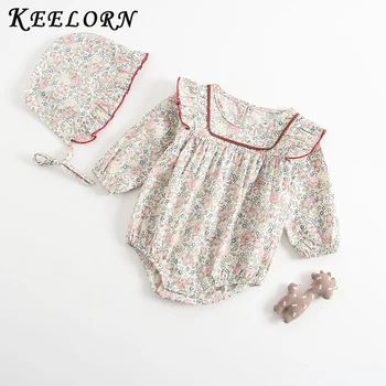 

Keelorn Baby Girls Rompers Newborn Baby Girls Long Sleeve Romper Hat Jumpsuit Spring Kids Outfit Clothes 2pcs Baby Romper