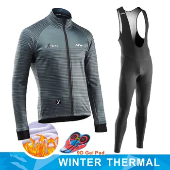 

Northwave 2020 Winter thermal fleece Set Cycling Clothes NW men's Jersey suit Sport riding bike MTB clothing Bib Pants Warm sets