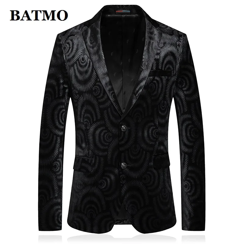 BATMO Новое поступление Печатный Тонкий Повседневный блейзер для мужчин, мужские куртки с принтом, большие размеры M-4XL C775 - Цвет: Черный