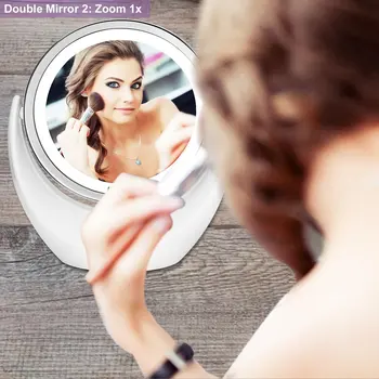 

Elegant Anti-skid Three Indicator Light 360° Freely USB Charging Intergrating Magnify Double Side LED Makeup Cosmetic Mirror