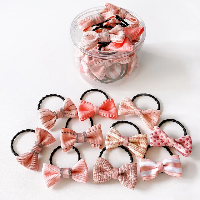 10/20/24 Pcs/Set Baby Girls Cute Cartoon Flower Scrunchies Rubber Bands Children Lovely Elastic Hair Bands Kids Hair Accessories Mix bow-20 Pcs