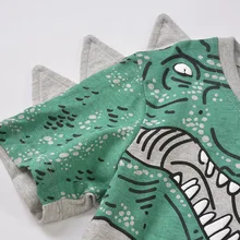 Детская одежда; стиль; летняя футболка для мальчиков с рисунком динозавра; детская футболка из чистого хлопка с короткими рукавами; Топ для мальчиков