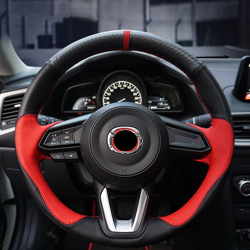 A 1 шт. для Mazda CX-5 CX5- натуральная яловая кожа спортивный чехол на руль автомобильные аксессуары - Название цвета: A