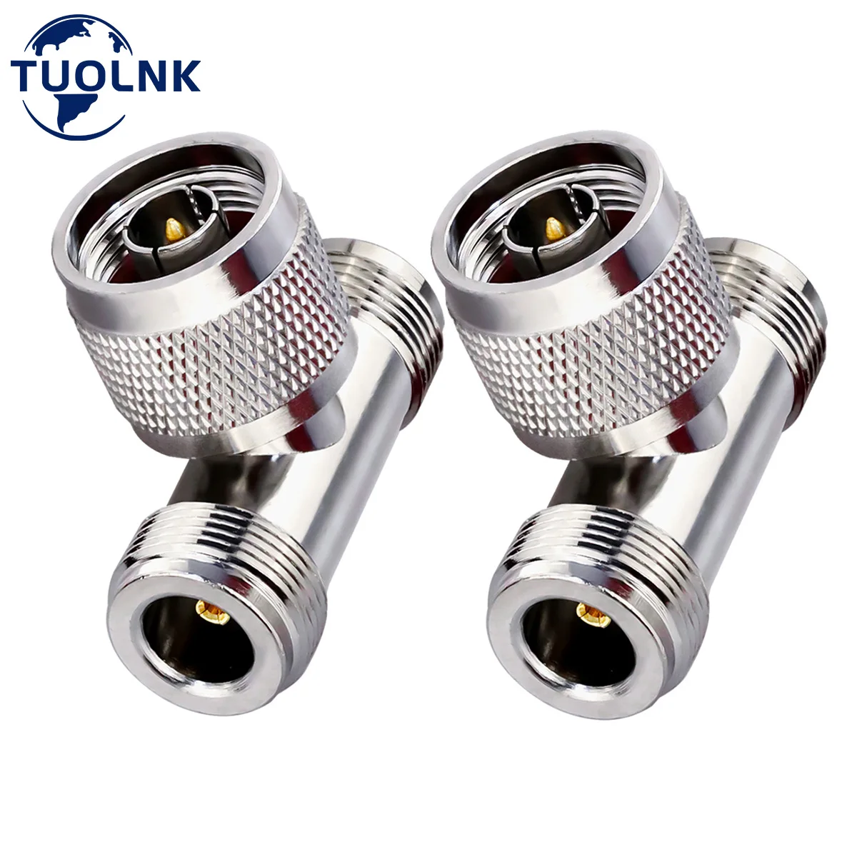 

2pcs/Lot N Type Male to Dual 2 N Type Female Triple Tee Connector T Shape 3-Way Splitter for Extension Cable T Type Triple