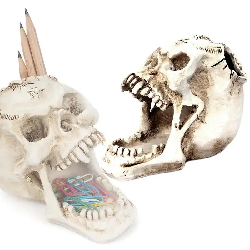 

1pcs Sharp Tooth Horror Face Storage Pen Holder Horrible Spiked Schedel Gezicht Pen Holder Cup Halloween Gift Office Supplies