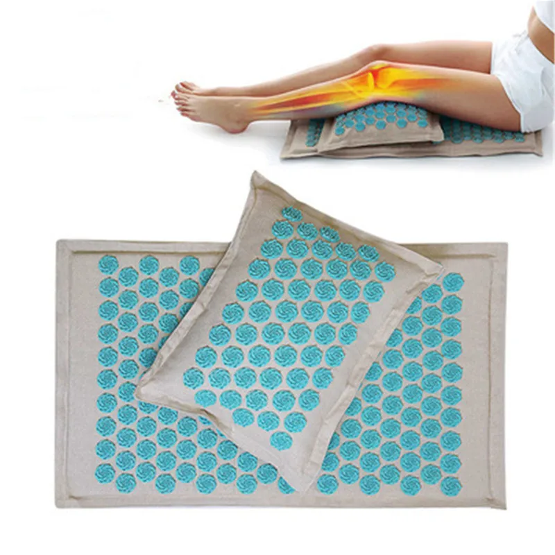 Nature Linen Coconut palm Massage Yoga mat sport pillow mat with bag Lotus Spike Acupressure Mat Cushion
