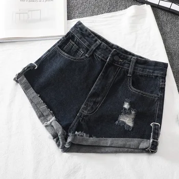 

Denim Shorts Women Sexy High Waist Buttons Pockets Slim Fit Shorts 2020 Summer Beach Red