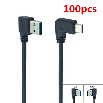 

100pcs/lot 3FT Type C Cable Male Right Angled to USB 3.0 90 Degree Cable USB3.0 to Type-C ,USB C-USB 3.0 Left Cables 1M By DHL