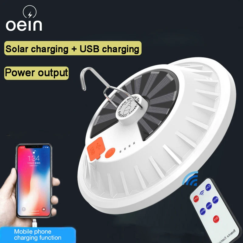 Solar Camping Light LED Bulb 18650 USB Charge Portable Lanterns Remote Control Emergency Tent Hanging light For Outdoor Fishing | Освещение