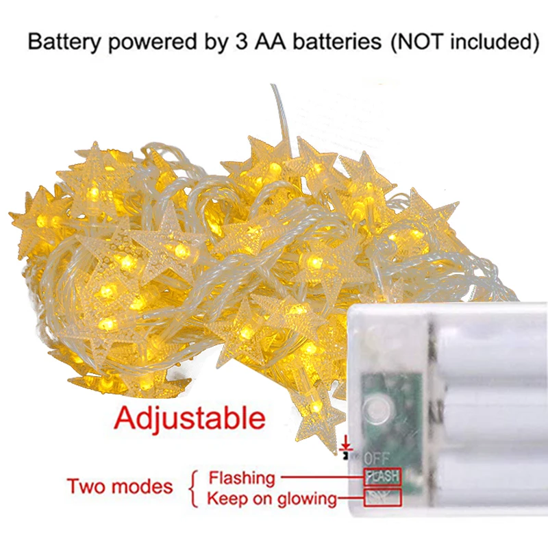 3M, 20 светодиодов, гирлянды со звездами, сказочные огни на батарейках, подвесные елочные украшения,, Рождественское украшение для дома,, год