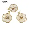 WT-JP171 Newst Product Vintage White Shell Pendant With Carved Flower Shape For Women Jewelry 2