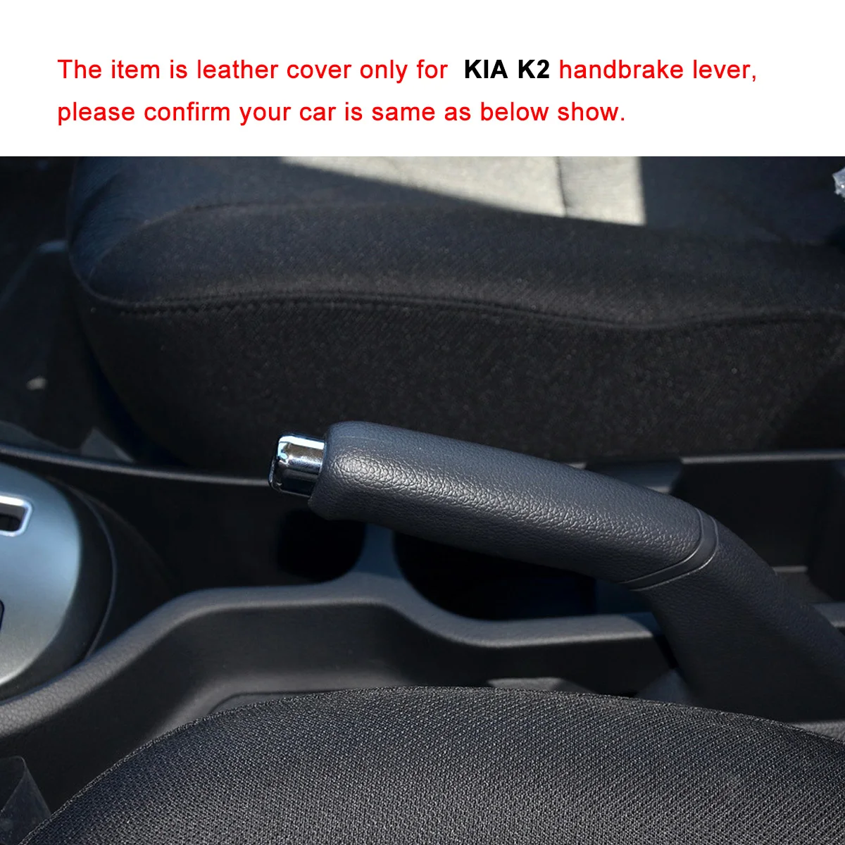 Yuji-Hong Car Handbrake Covers Case for KIA K2 2011-2015 Auto Handbrake Grips Car-styling Genuine Leather Cover Black