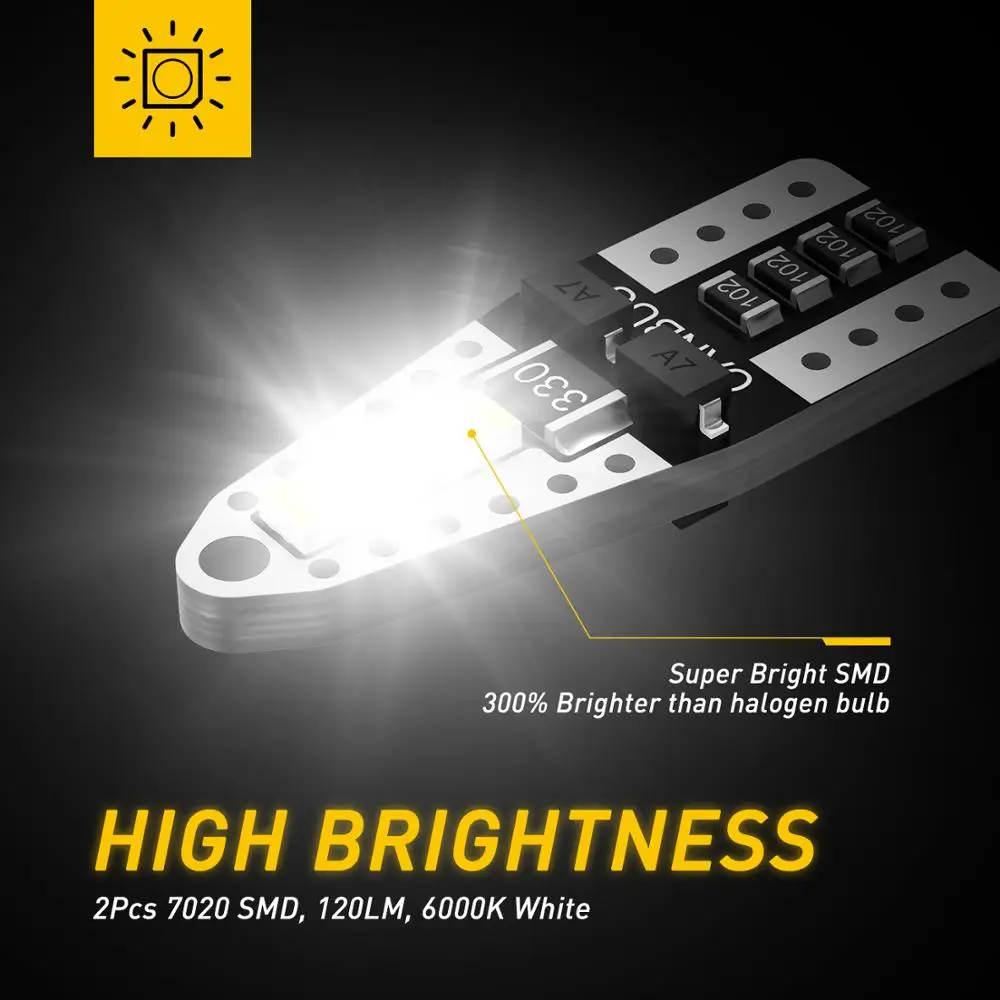 AUXITO 100Pcs W5W T10 LED Canbus Light Bulbs For BMW VW Mercedes benz Car Interior Dome Trunk Lamp Parking Lights Error Free 12V