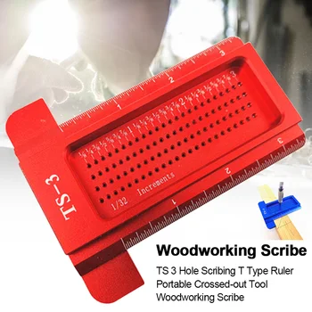 

Woodworking Scribe TS 3 Measuring For Carpenters Fast Marking Crossed-out Tool T Type Ruler Hole Scribing Gauge Aluminum Alloy