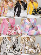 

Fashion Pants Set women personalized printing coat pants two-piece set