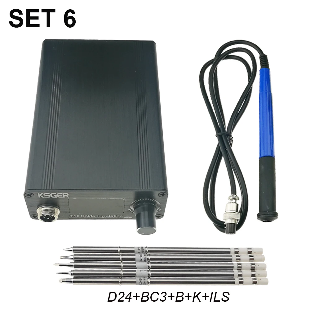 SET 6 KSGER Новое поступление русские V3.1S T12-K, BC2, BC3, ILS, D24, B, KU ПАЯЛЬНЫЕ НАКОНЕЧНИКИ STM32 OLED T12 паяльная станция подарок для мальчика - Цвет: SET 6