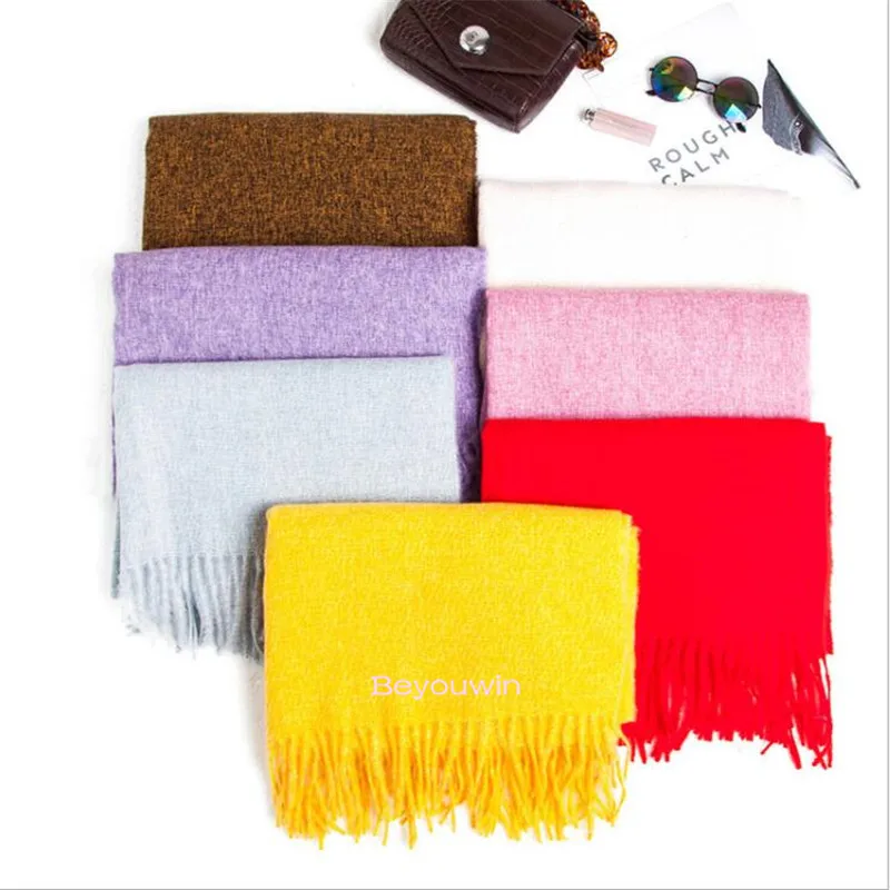 

100pcs 2019 Autumn Winter Female Wool Plaid Scarf Women Cashmere Scarves Wide Lattices Long Shawl Wrap Blanket Warm Tippet