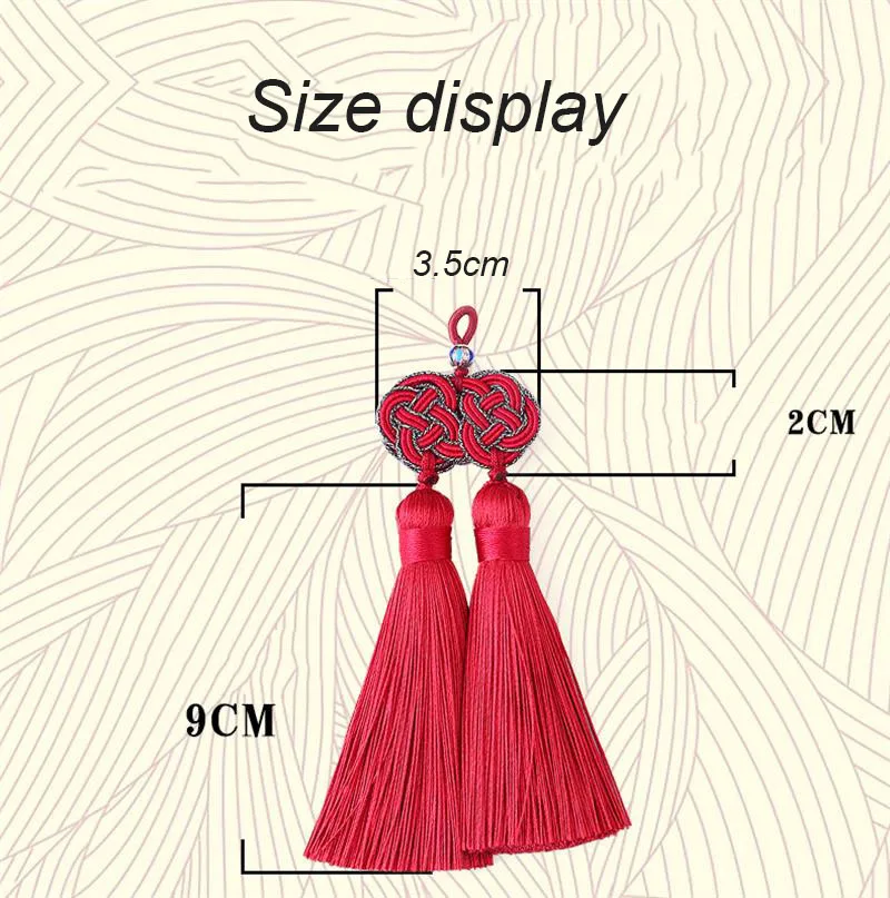 1Pcs Knot Double Tassel Jewelry Polyester Decoration Ice Silk Fan Pendant Accessories Bookmark Chinese knot Small Spike tassel fringe tassel trim mini tassels bookmark tassels silky floss tassels leather tassels fluorescent tassels tassel accessories tassel decoration