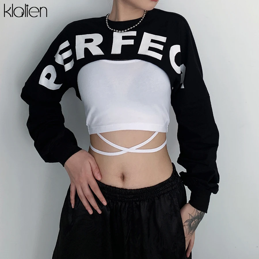 Женская толстовка с длинными рукавами kalien черная или белая Повседневная